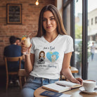 V - NECK T - SHIRT (US) Personalized “Just a Girl Who Loves Traveling” – Custom Name, Cartoon Art & Map Location - Love Life Journey