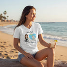 V - NECK T - SHIRT (US) Personalized “Just a Girl Who Loves Traveling” – Custom Name, Cartoon Art & Map Location - Love Life Journey